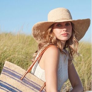 NWT Mar y Sol Grace Raffia Crocheted Sun Hat Natural